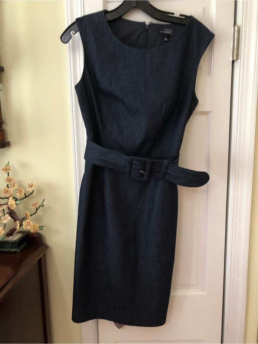 The limited Dark Navy Sleeveless Belted Sheath Dress
